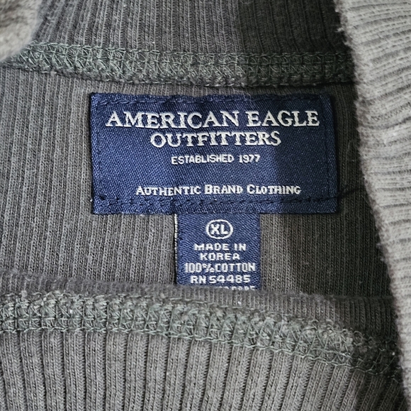 American Eagle Outfitters XL Green Ribbed Mock Neck Cotton Sweater 90s Grunge - Picture 4 of 6